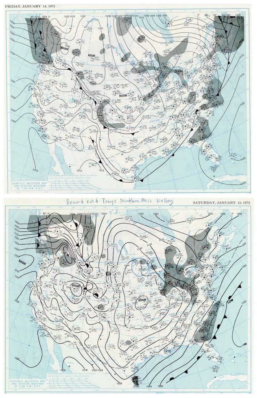 Daily weather maps for January 14 and January 15, 1972 