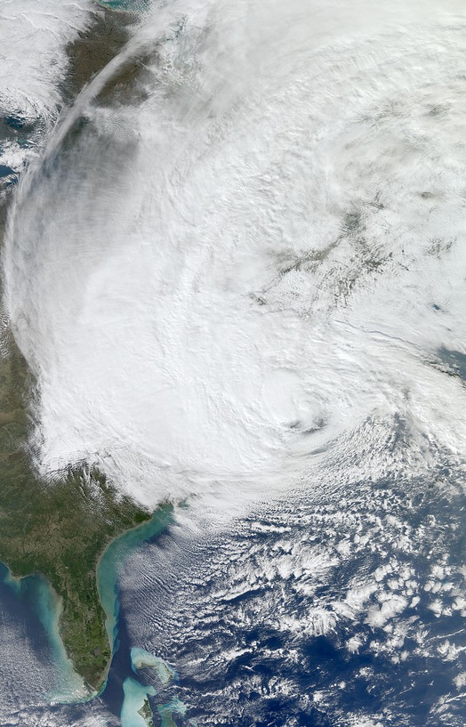 A satellite image of Hurricane Sandy as it approached the shoreline of New Jersey on October 29,, 2012