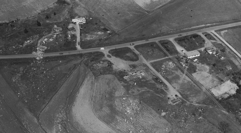 Torando damage near the town of Hazel Green, Alabama, 4/3/1974