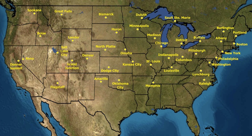 1981-2010 snow averages and record snowiest and least snowy years for 40 U.S. cities