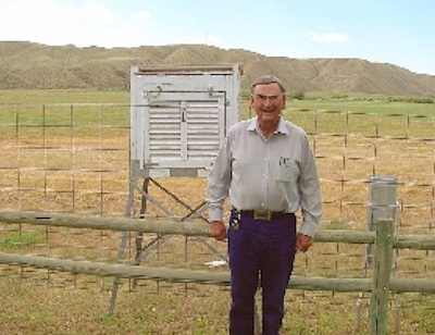 Weather observer Jim Wood in Loma, MT, 1972