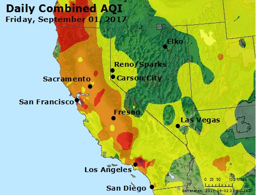 AQI for California/Nevada, 9/2/2017